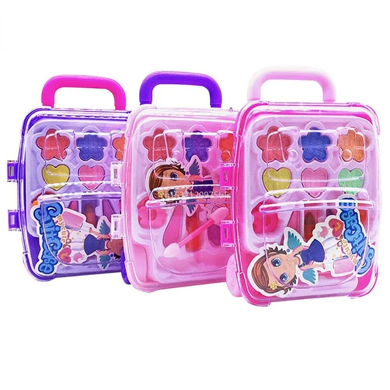 

Children's Cosmetics Princess Makeup Box Trolley Case Shape Eye Shadow Lipstick Safe Nontoxic Girl Birthday Gifts