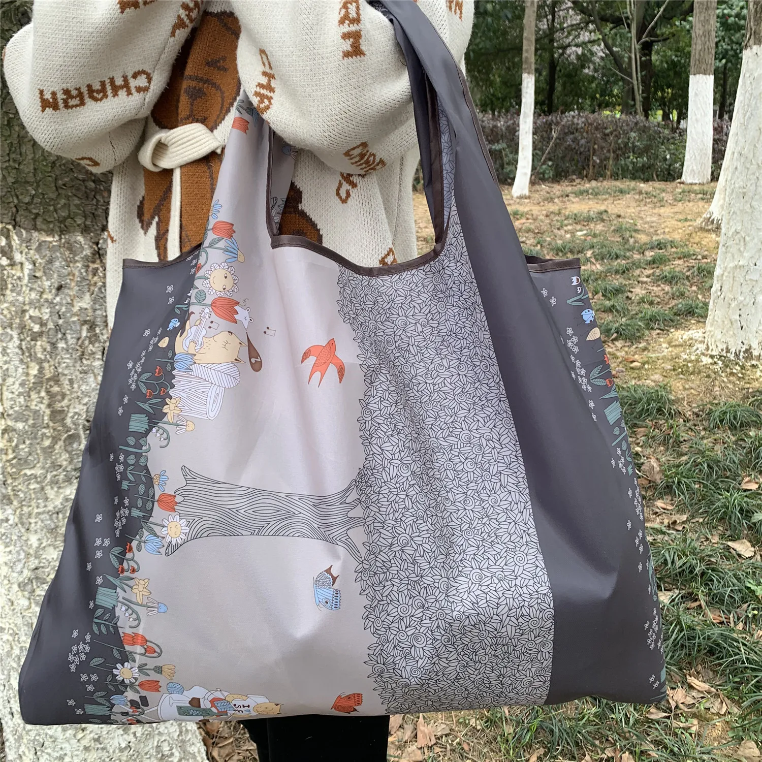Foldable Eco-Friendly Oxford Cloth Shopping Bag - Large Portable Grocery Tote