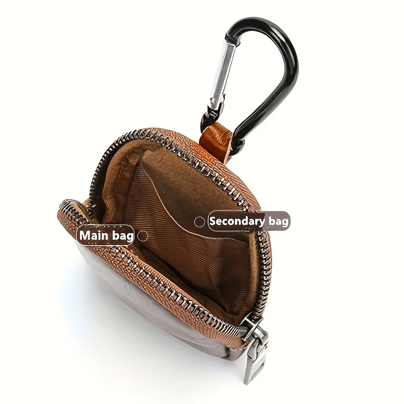 Vintage Real Leather Mini Zero Wallet Zipper Coin Wallet Built in Hook Key Change Storage Bag With Ring Card Case For Men