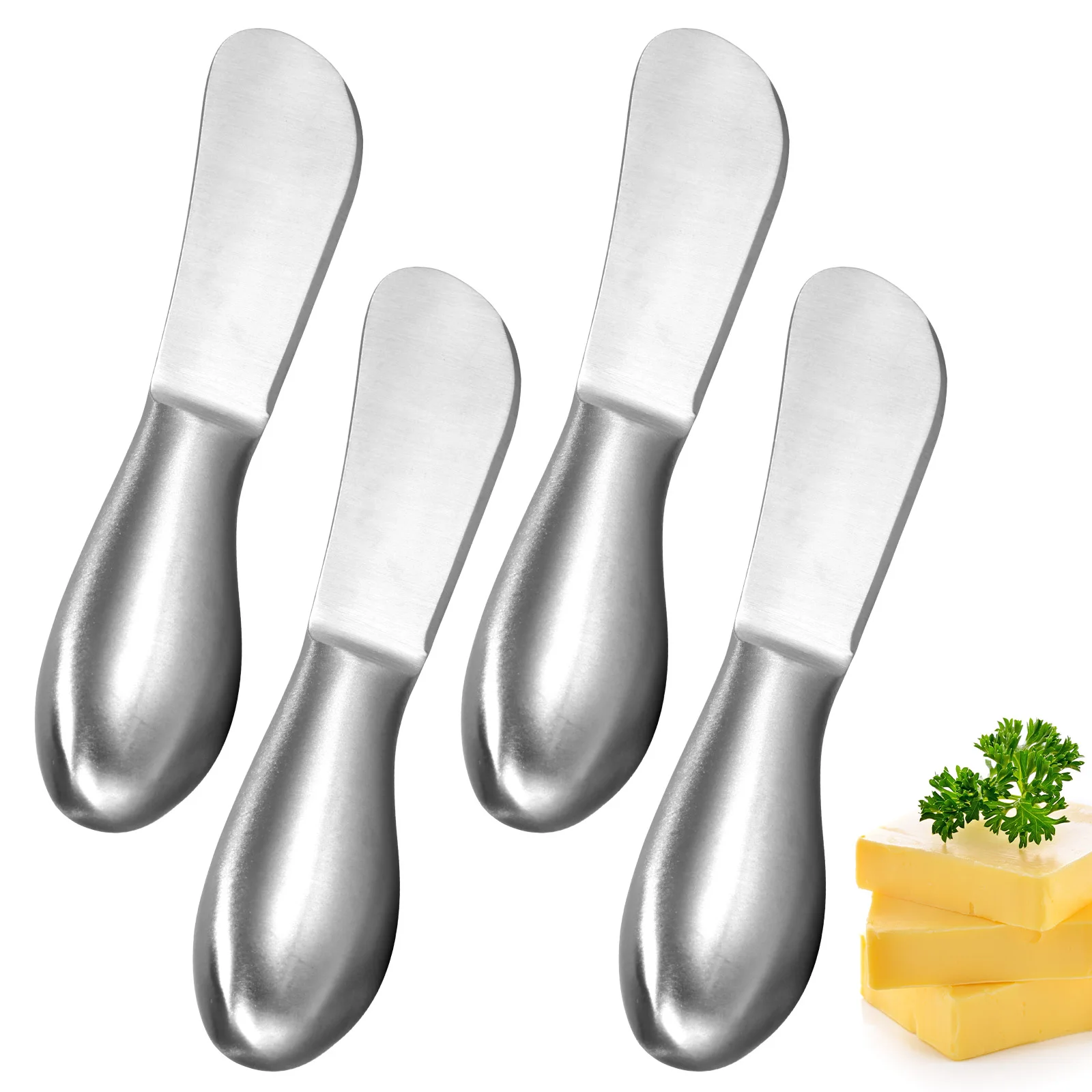 

4pcs Stainless Steel Cheese Knife Butter Cutter Kitchen Baking Tool Breakfast Sandwich Slicer Jam Spreader Cream Spatula Scraper