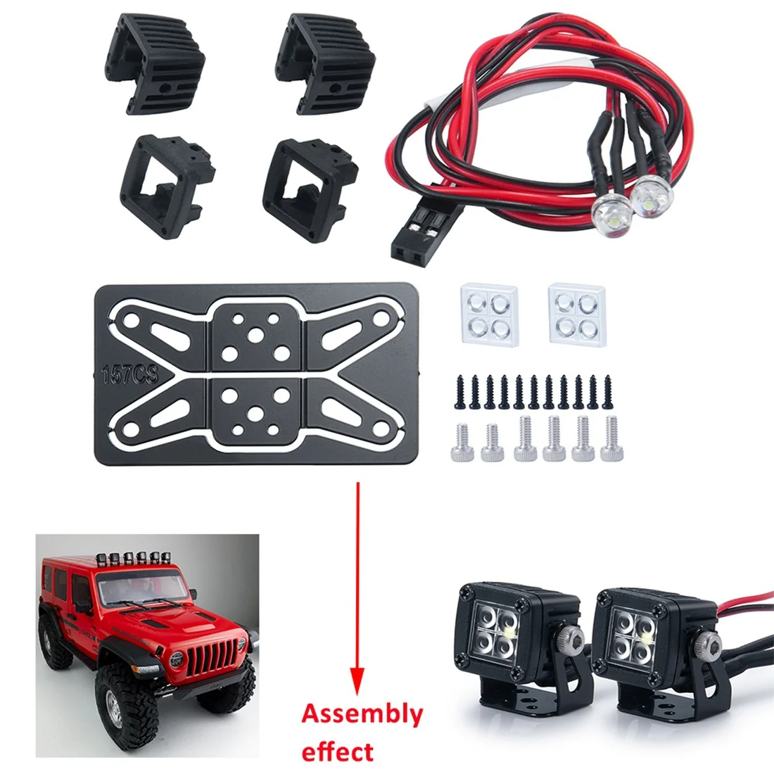 개조 헤드라이트 스포트라이트, 자동차 상단 조명, 범퍼 조명, AXIAL SCX10 JEEP TRAXXAS TRX4 TRX6 1/10 RC 크롤러 자동차, A