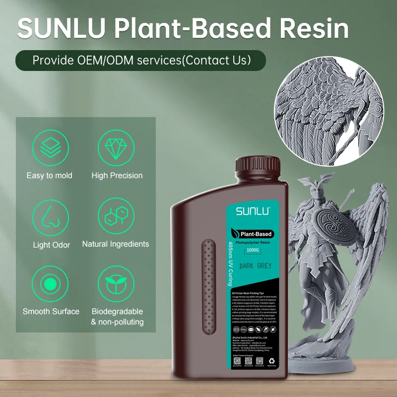 SUNLU Plant Based 1kg Liquid Photopolymer Resin 405nm UV Resin For Printing  LCD 3D Printer Materia  High Quality Fast Shipping