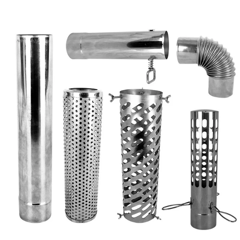 Stainless Steel Chimney Outdoor Household Rural Heating Smoke Exhaust Pipe Ventilation Camping Heating Stove Chimney Parts