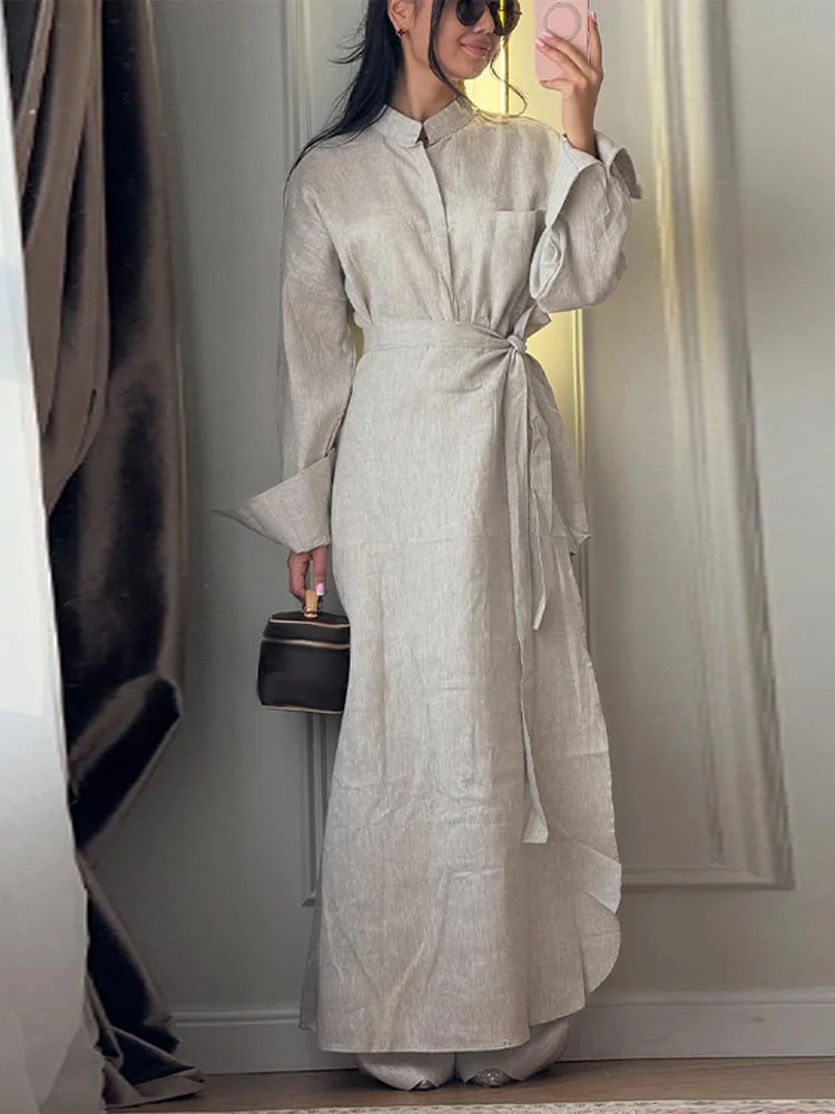 Spitzenrock, Hemd, weit geschnittene Hose, 3-teiliger Anzug für Damen, elegante Bluse mit Reverskragen, langen Ärmeln und Einreiher, Old-Money-Outfit – Detail 40