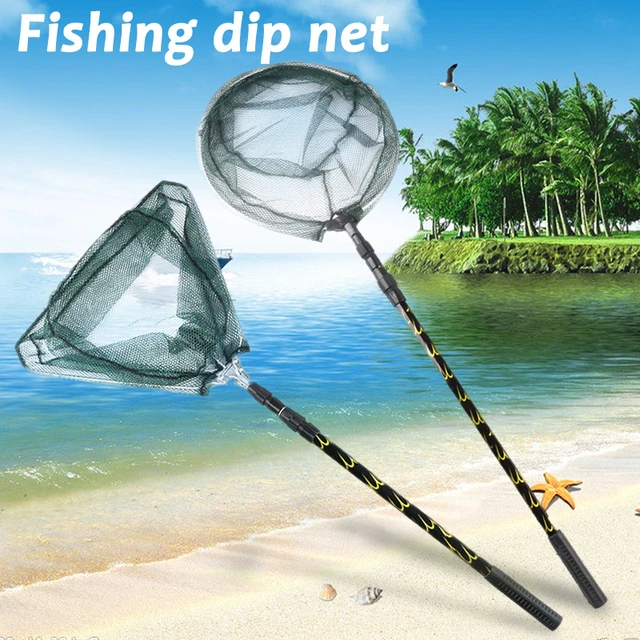 Long Handle Fishing Net, PVC Mesh Retractable Reliable Fishing Landing Net  Aluminium Alloy Handle Foldable For Saltwater 1.7M,2.1M