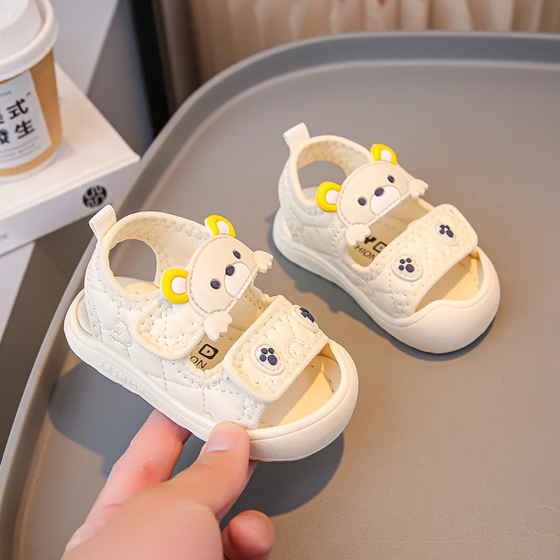 Simple Cute Newborn Baby Toddler Sandals Cartoon Bear Casual Children Sandal Boy Girl Baby Soft Comfortable Kick Resistant Shoes