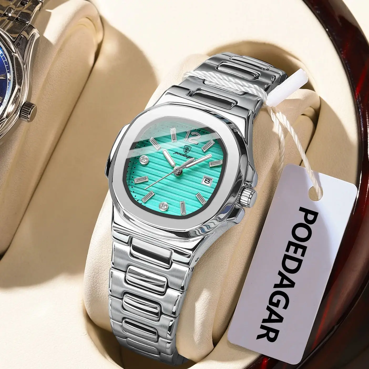 POEDAGAR Square Luxury Ladies Wristwatch Luminous Waterproof Stainless Steel Date Watch For Woman Fashion Quartz Women's Watches