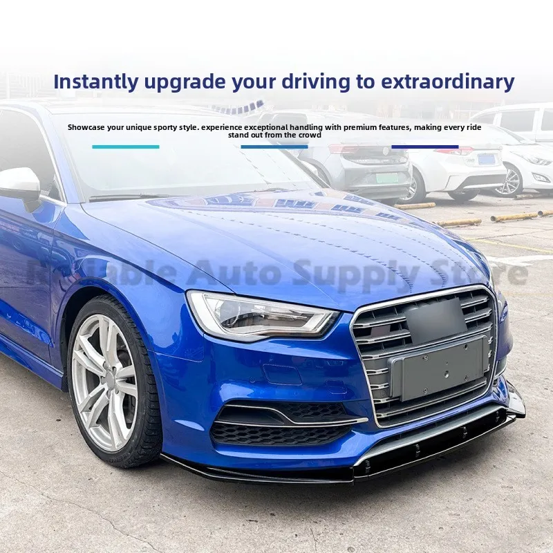 아우디 A3 S3 8V 2013-2016 프론트 립 스포일러, 블랙 / 카본 파이버 그레인 ABS 범퍼 스플리터, 정밀 OEM 피팅 바디 키트