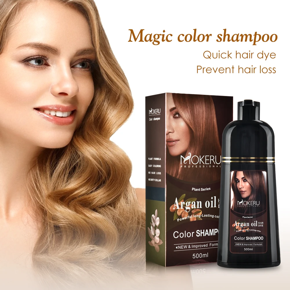 Mokeru500mlNaturalArganOilBlackShampooLongLastingHairColor