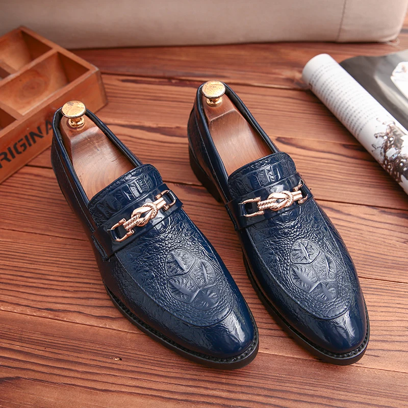 

Handmade Mens Dress Designer Formal Crocodile Casual Leather Business Fashion Italy Wedding Party Loafers Oxfords Shoes for Men