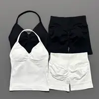 2 Pieces Impact Sports Set Women Backless Tank Yoga Tops High Waist Scrunch Seamless Shorts Sport Gym Set Sportswear Workout Set - Image 5