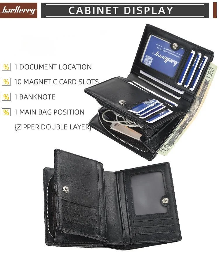 Men's Short Wallet Baellerry Vertical Multi Card Holder Purse_voghion.com