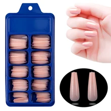 

100pcs Solid Color Matte Super Long Coffin False Nail Ballet Press On Nails Tips For Nails Art Artificial Fake Fingernails