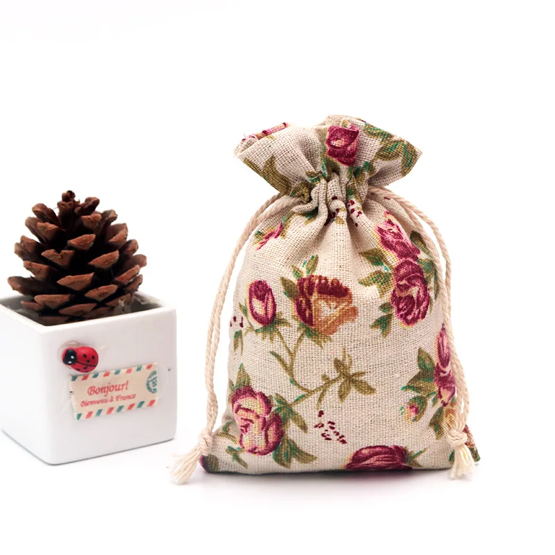 Natural Jute Bags 10x14cm Christmas Drawstring Gift Bag Cute Pouches Nice  Bracelet Candy Snack Biscuits Jewelry Packaging Bags