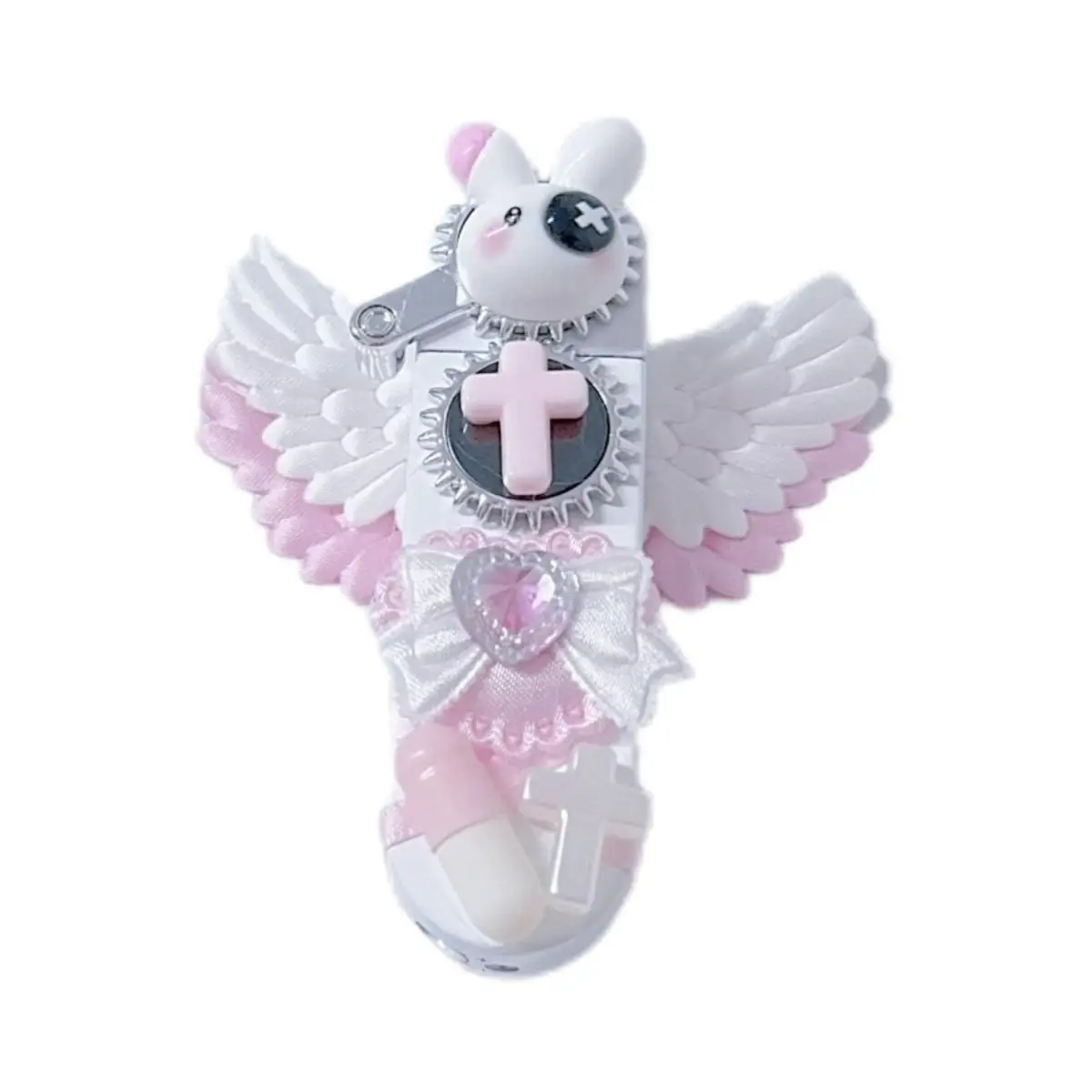 Novelty Jirai Kei Women's Cute Gas Cigarette Lighter Refillable Pink Black Bunny Wings  Smoking Lighter Cigarette Pack Set 2