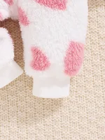 Baby autumn and winter baby long-sleeved long-legged love pattern onesie with cute hooded crawling clothes 6