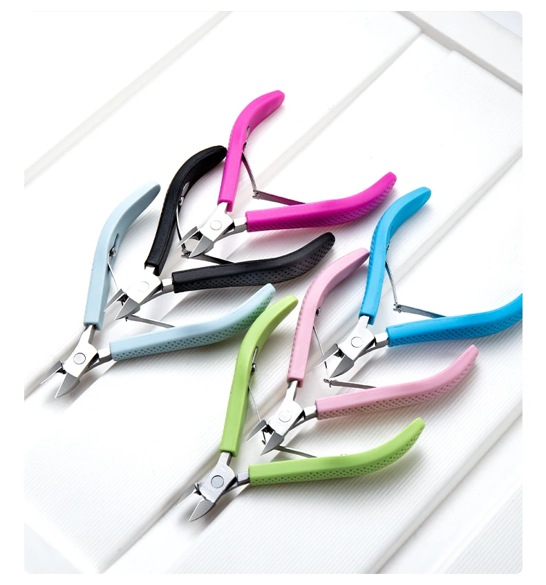 New Nail Cuticle Scissors Manicure Remover Dead Skin Nippers Stainless Steel Cuticle Cutters Fingernail Clipper Silicone Handle