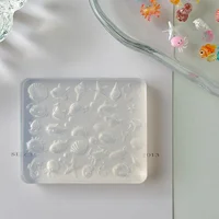 1 pièce Mini moule en silicone pour nail art, formes d'animaux marins, outil antiadhésif en silicone transparent pour ongles en acrylique 5