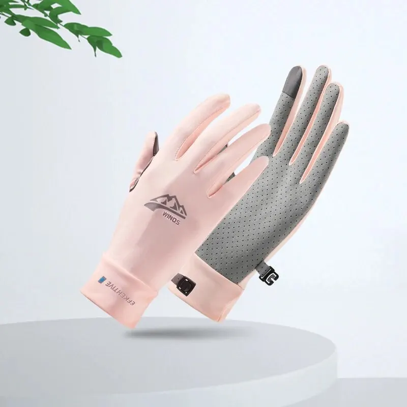 2024 New Fashion Women's Sun Protection Gloves Ladies Summer Cotton Dot Breathable Non-slip Touch Screen Driving Gloves 4