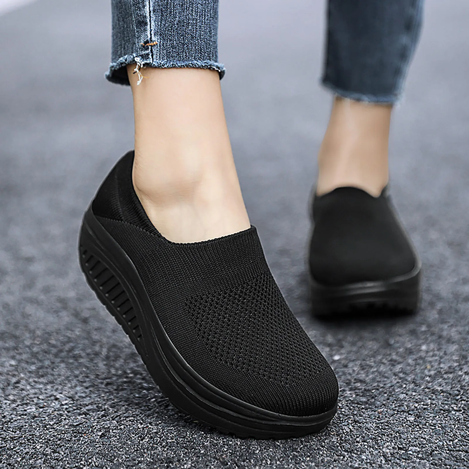 Woman Flat Bottom Mesh Shoes Non-slipped Soft-soled Shoes Gift for Christmas Birthday New Year 5