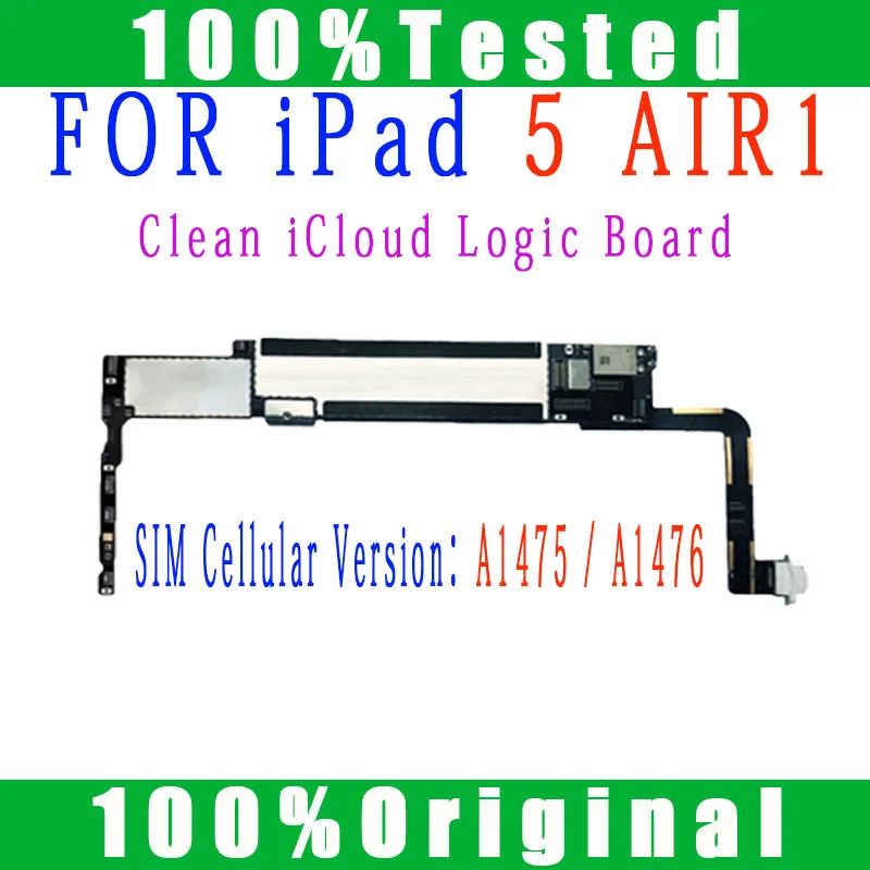 iCloud Logic Board For iPad 5 6 Air 1 2 Motherboard A1566 A1567 A1474 A1475 WIFI & WIFI Cellular For iPad AIR1 AIR2 mobile motherboard cell phone parts
