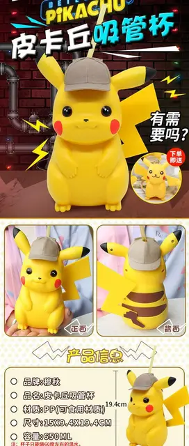 Pokemon Detective Pikachu Anime Straw Cup Children Water Cup Milk