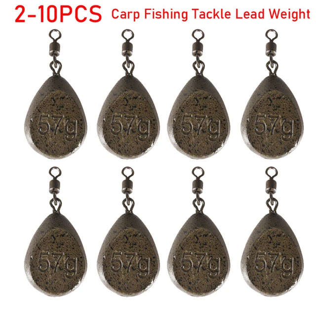 10Pcs Carp Fishing Weights 2OZ Coating Pear Flat Sinker Weight with Swivels  Leader Rig Terminal Carp