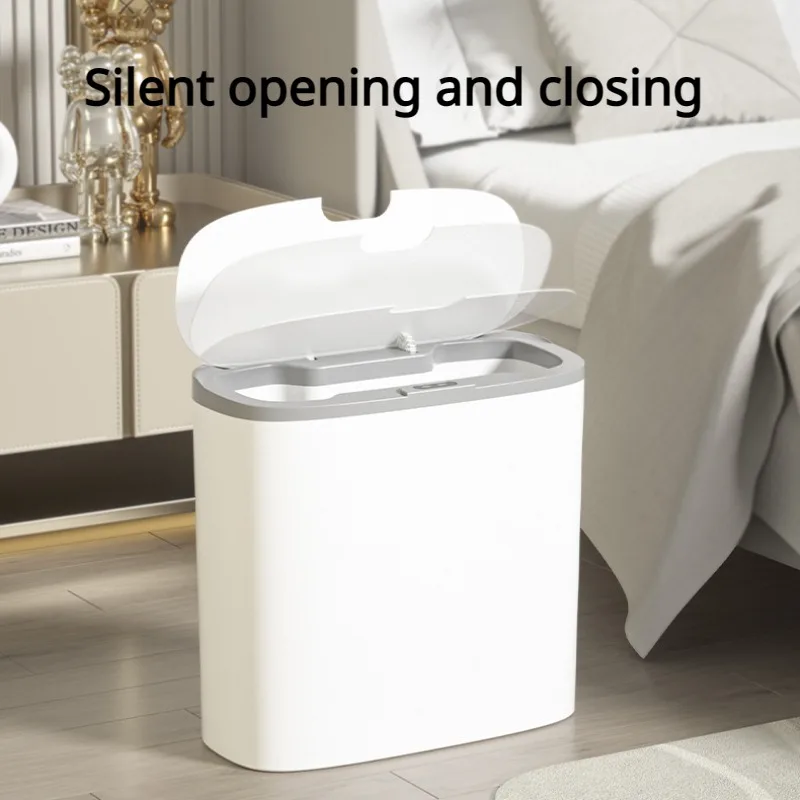14L Bathroom Smart Trash Can Wall Mounted Waterproof Garbage Bin Automatic Sensor Wastebasket Narrow Dustbin for Kitchen S587028a30b3148a58798b2d173eab444H