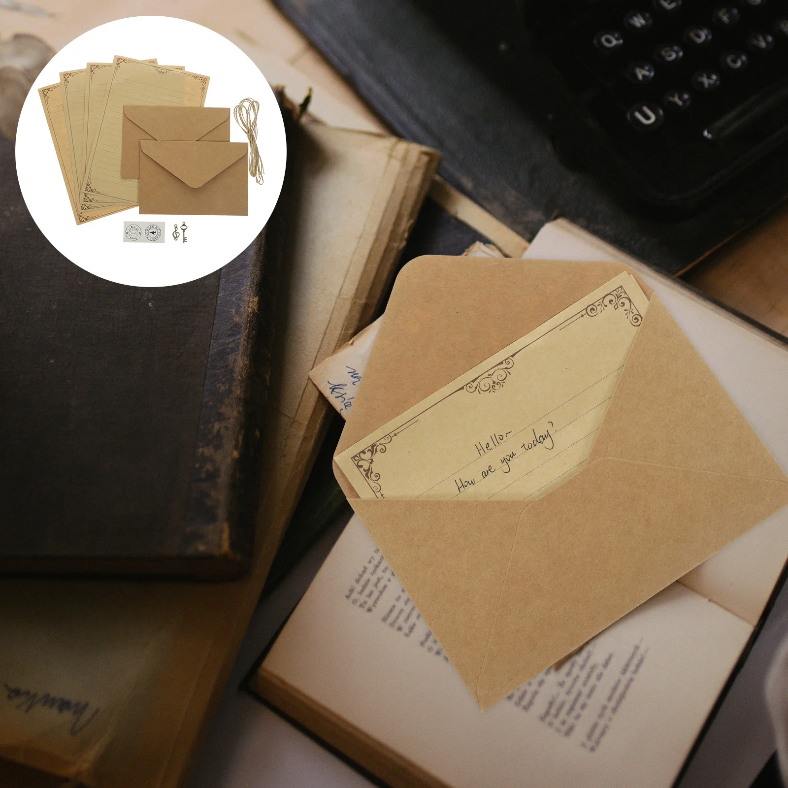 빈 여행자 노트북 삽입 페이지, DIY 엽서 단어 문구 종이 봉투, 편지 공급 종이 키트, 학생, 2 세트