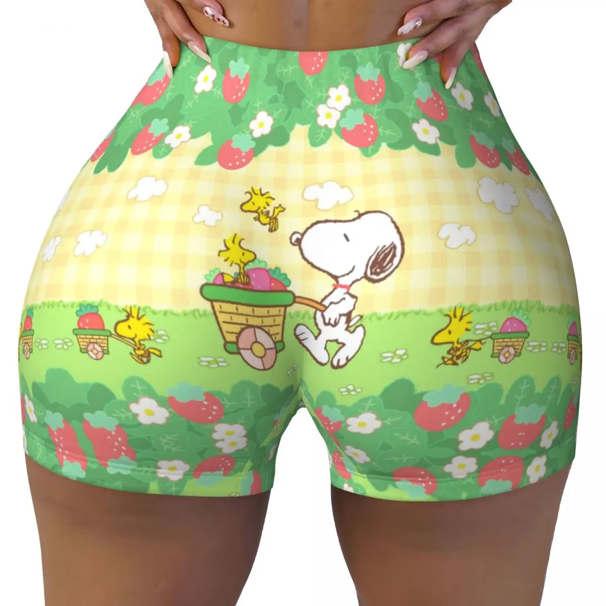 thumbnail image 1 of Pantalones cortos de ciclismo para entrenamiento de voleibol con paisaje de Van Gogh personalizado de Snoopy y Charlie Brown Pantalones cortos de yoga para gimnasio de Peanuts para mujer, 1 of 5
