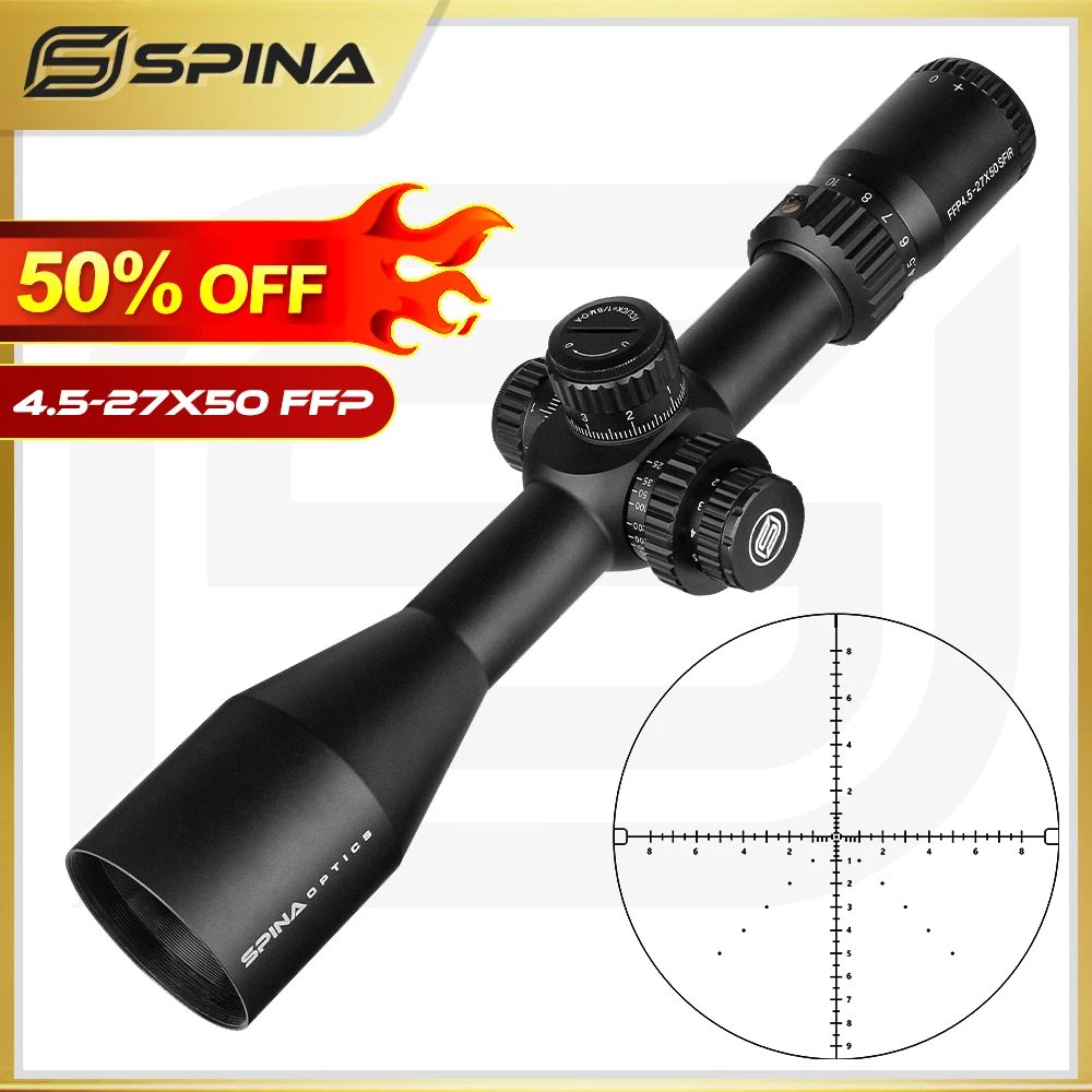 

Spina Optics HD 4.5-27X50 FFP Hunting Scope First Focal Plane Riflescopes Tactical Glass Etched Reticle Optical Sights Fits .308
