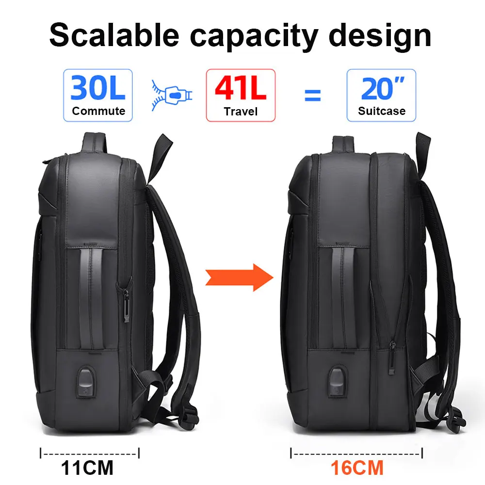 New Travel Backpack for Man 17 Inch Business Trip Men's Laptop Backpacks Waterproof Multifunction Expandable Boys School Bag 5