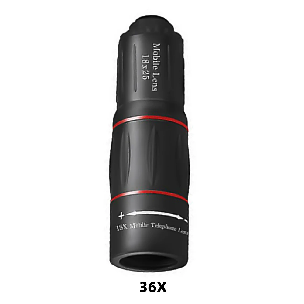 18/28/36X Mobile Phone Camera Lens Universal Zoom Monocular Telescope Phone Camera Telephoto Lens for Camping Hunting Sports