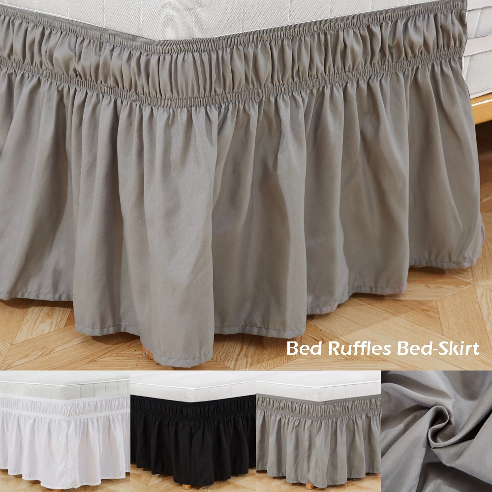 Elastic Bed Ruffles Bed Skirt Soft Comfortable Wrap Around Fade
