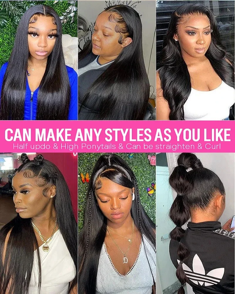 Human hair wig 30 Inch Bone Straight Lace Front Wigs Human Hair Transparent 13x4 HD Lace Wig 13x6 Human Hair 180 Density Black Wigs For Women