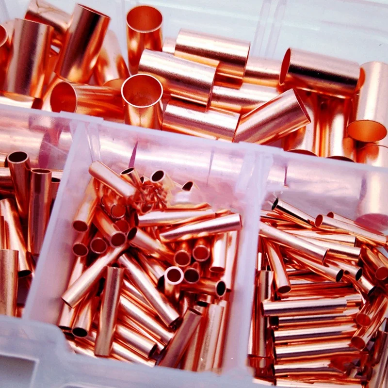 250Pcs GT Copper Connecting Pipe Wire Joint Small Copper Tube Terminal Cable Lug Bootlace Ferrule Accessories Parts