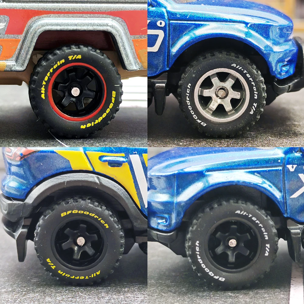 1/64 KicarMod 14mm All terrain Wheels Printed Characters Rubber Tire for Diecast Cars Hot Wheels Hobby Modified Parts 5 set/pack 3