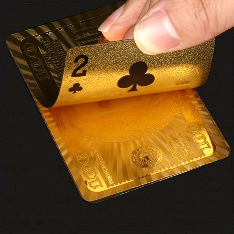 1pc Golden Foil Playing Card Dollar Playing Card Waterproof Washable And Wear-resistant Party Gathering Game Party Supplies playing cards