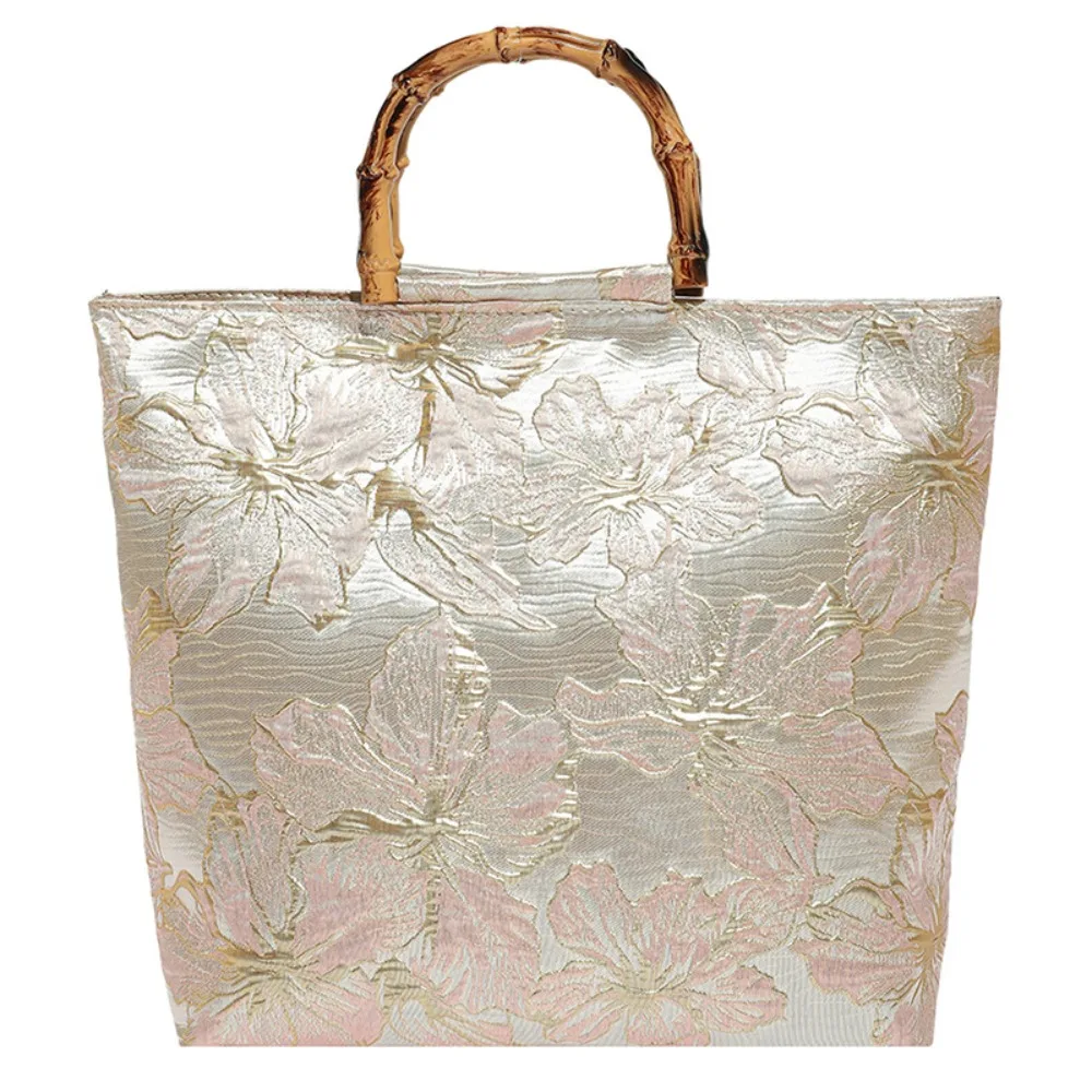 CanvasJacquardToteBagBambooJointHandheldLargeCapacityChineseStyleHandbagCheongsamAccessoriesZipperClosure-AliExpress1524