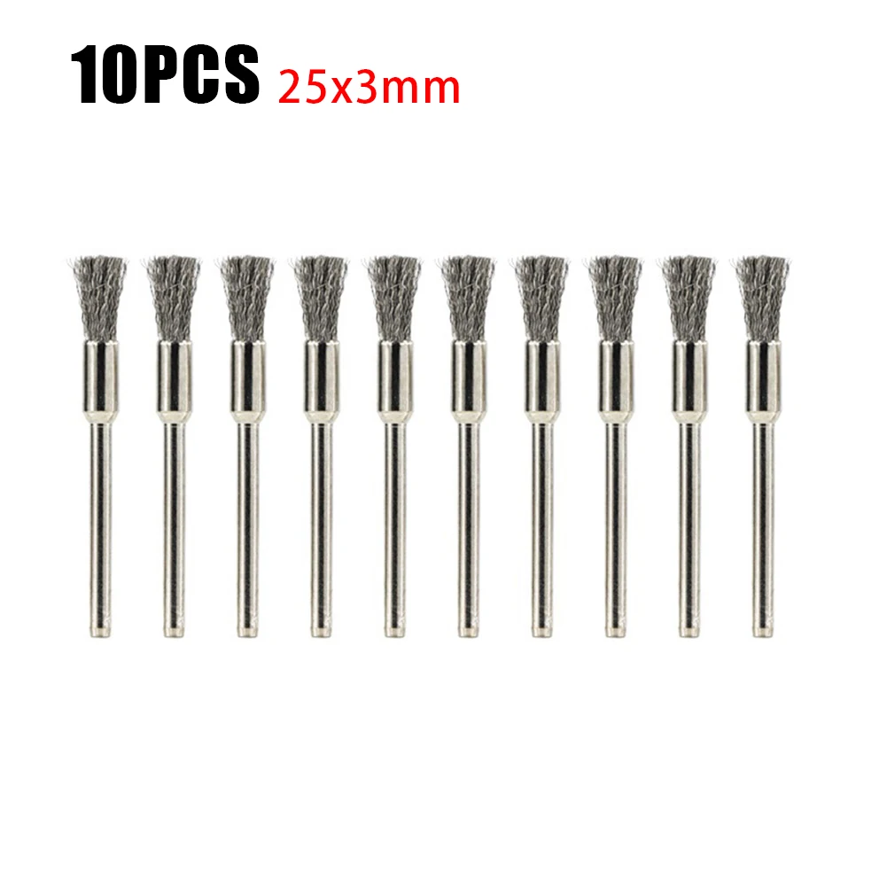 5*3mm Stainless Steel Wire Brush For Mold Grinder Handle Electric Rotary Drill For Electric Drill Tool Cleaning 10PCS wire brush stainless steel wire brush