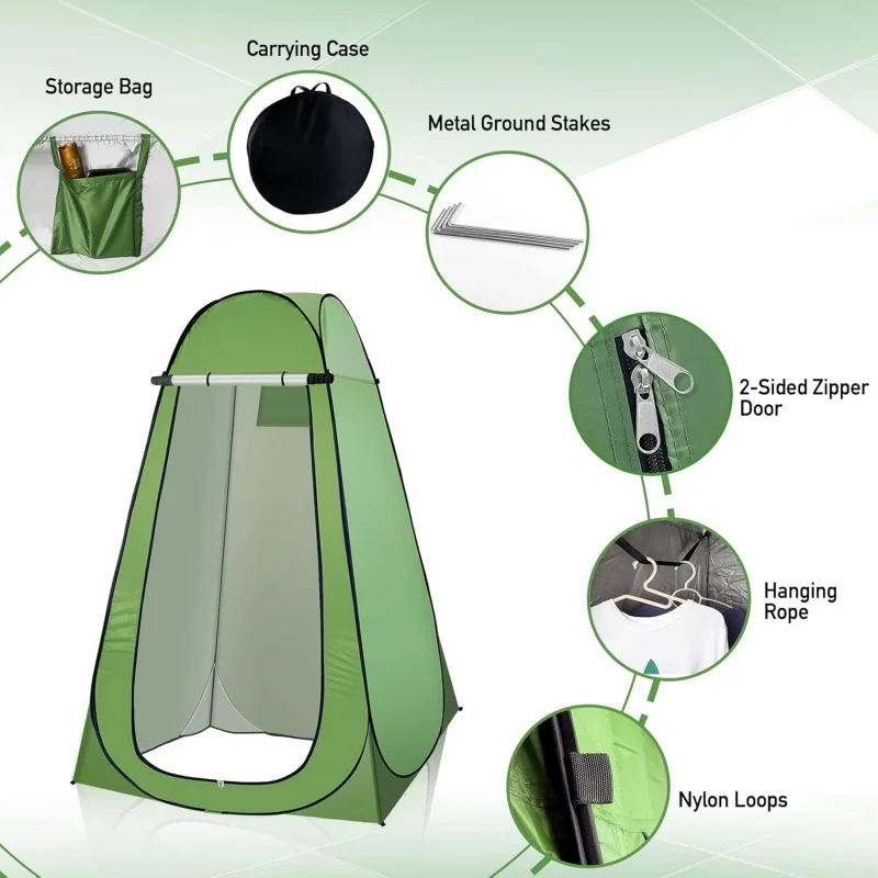 Pop Up Privacy Shower Tent, Portable Camping Shower Tent, Camping Toilet Changing Room Sun Shelter with Window for