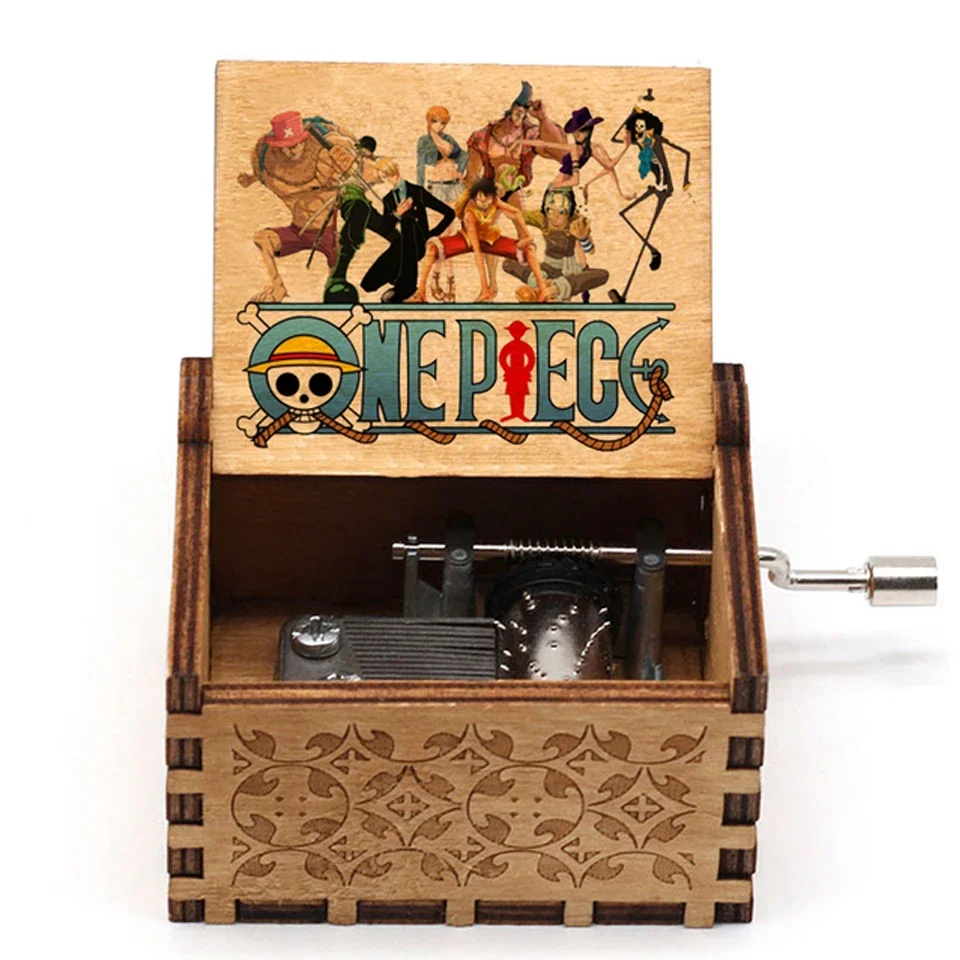 Antique carved Wooden Hand Crank Happy Halloween Music Box 18 Tones Japanese Anime Theme Halloween Decor Christmas Birthday Gift 3