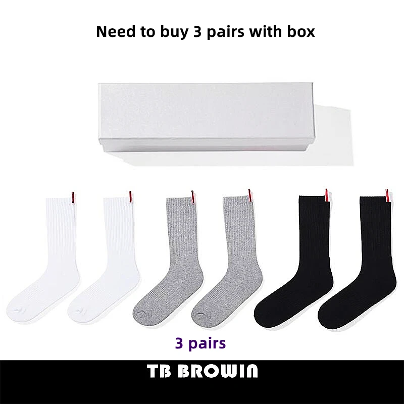 

TB BROWIN THOM Men's Socks Korean Fashion RWB Stripes No Show Women's Cotton Street Fashionable Harajuku Stockings