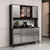 Modern Freestanding Smooth Kitchen Pantry Storage Cabinet with Glass Doors Shelves & Drawers Modern Sideboard Buffet Cabinet 1