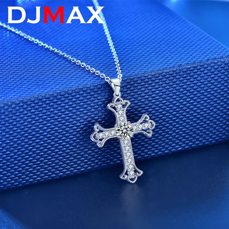 Cross Necklace Sterling Silver Moissanite Cross Necklace Cross