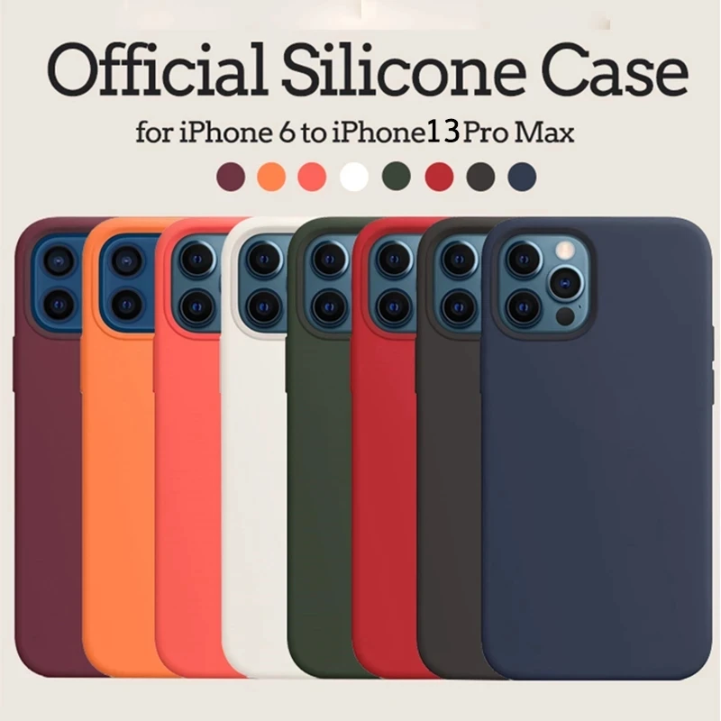 Официальный оригинальный силиконовый чехол для IPhone 13 Pro Max 11 12 Mini X Xs Xr 7 8 Plus SE 2020 360 с