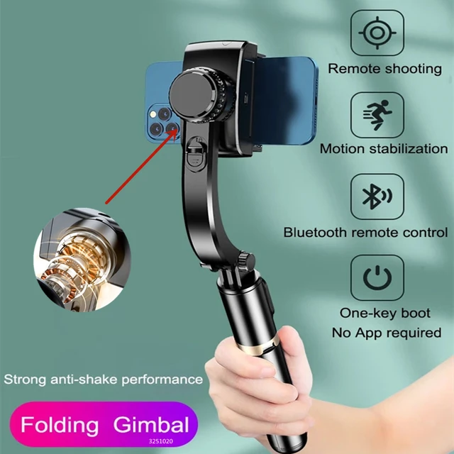 FGCLSY 2023 New Gimbal Stabilizer Selfie Stick Wireless Foldable Tripod with Bluetooth Shutter Monopod for IOS Android