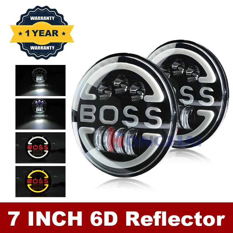 

7inch Led Headlight 180W 6500K 3500K 7" Led Motorcycle Headlamp High Low Beam Angel Eye DRL Amber Turn Signal for Lada