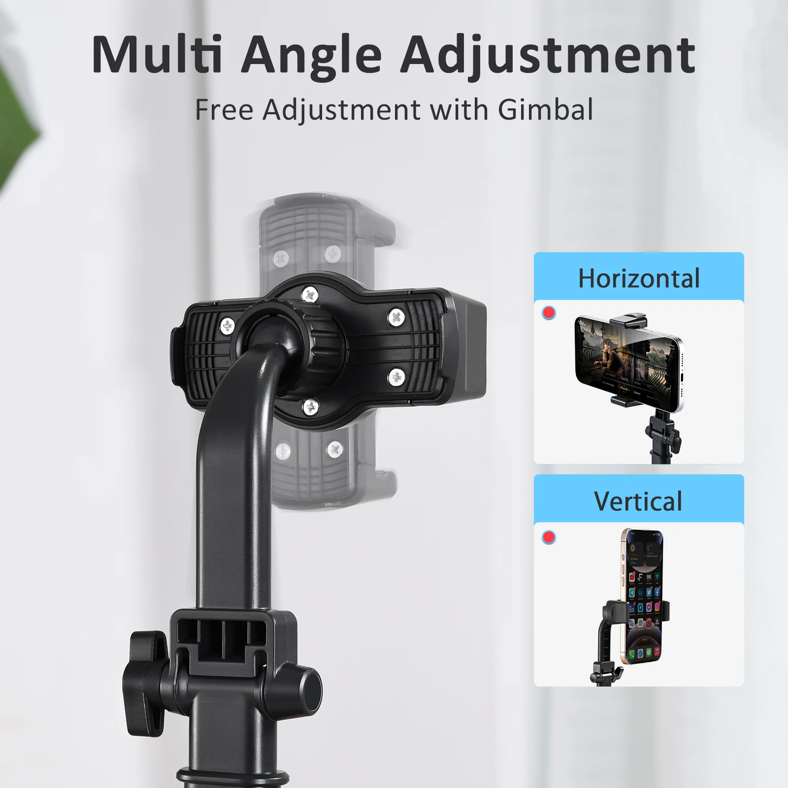 Eary Desktop Phone Stand  For Filming With 360° Rotatable Adjustable Height Multi-Functional Clamp Cell phone Holder For Video