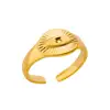 Bagues géométriques en acier inoxydable pour femmes, Texture minimaliste, couleur or, ouverture de Couple, bijoux esthétiques de mariage et de noël